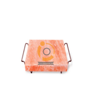 Himalayan Salt Slab With Stainless Steel Holder 8x8x2 Inches