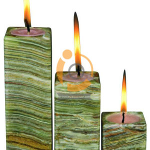 OnyxMarble Rectangle Shape Candle Holder 3 Pieces Set