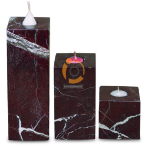 OnyxMarble Rectangle Shape Candle Holder 3 Pieces Set