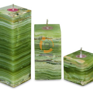 OnyxMarble Rectangle Shape Candle Holder 3 Pieces Set