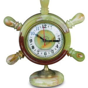 OnyxMarble Ship Wheel Shape Clock with Stand